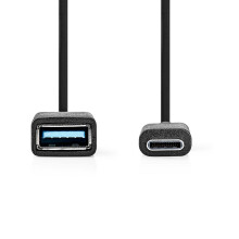 USB-C-adapter | USB 3.2 Gen 1 | USB-C-stekker | USB-A-vrouw | 5 Gbps | 0,15 m | Rond | Vernikkeld | PVC | Zwart | Verpakt