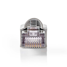 RJ45-stekker | Man | Solide UTP CAT5 | Recht | Verguld | 10 stuks. | PVC | Grijs / Transparant | Doos