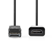 Displayport-kabel | DisplayPort mannelijk | HDMI-uitgang | 4K@30Hz | Vernikkeld | 0,20m | Rond | PVC | Zwart | Doos