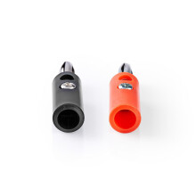 Bananenconnector | Recht | Man | Vernikkeld | Schroef | Diameter kabelinvoer: 4,5 mm | PVC | Rood / Zwart | 4 stuks. | Doos