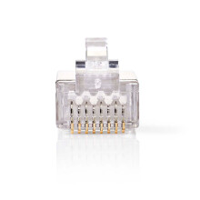 RJ45-stekker | Man | Solide STP CAT6 | Recht | Verguld | 10 stuks. | PVC | Transparant | Doos