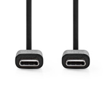 USB-kabel | USB 2.0 | USB-C-stekker | USB-C-stekker | 60 W | 480Mbps | Vernikkeld | 1,00 m | Rond | PVC | Zwart | Doos
