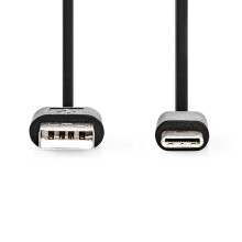 USB-kabel | USB 2.0 | USB-A-stekker | USB-C-stekker | 60 W | 480Mbps | Vernikkeld | 0,10 m | Rond | PVC | Zwart | Blaar