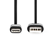 USB-kabel | USB 2.0 | USB-A-stekker | USB-C-stekker | 60 W | 480Mbps | Vernikkeld | 1,00 m | Rond | PVC | Zwart | Doos