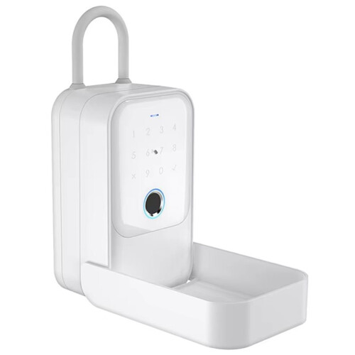 Key Lock Box,  Lock Box with Fingerprint & Passcode & Access Card & Key & APP Control, White