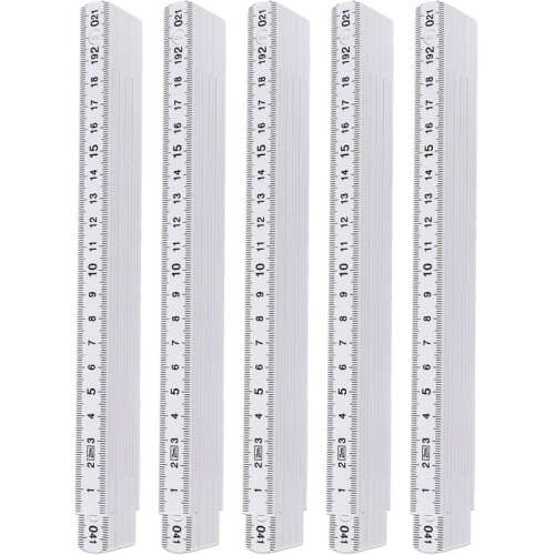5pcs White Folding Carpenters Ruler Folding Rule Plastic Meter Stick Compact 2 Metres 10  Foldable Ruler