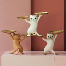 Cat Tray for Decor,Cat Decor Resin Tray for Candy Jewelry Earrings Ring Key Holder Tray, Great for Entryway Home Decor B