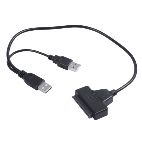2X USB2.0 to  Adapter Cable 33cm for 2.5 Inch External SSD HDD 1