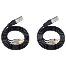 2 XLR Male to 2 RCA Male Plug Stereo Audio Cable Connector Y Splitter Cord for Microphone Mixing Console Amplifier(1.5M)