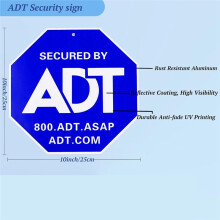 2 Pcs ADT Security Signs , No Stake Posts, Aluminum Heavy Duty Home Security Sign Weather Resistance