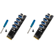 2X M.2 M-Key Pcie Expansion Cards M.2 to Pci-E X1 4 Port USB3.0 Card Expansion Adapter ASM1184E M.2 Adapter
