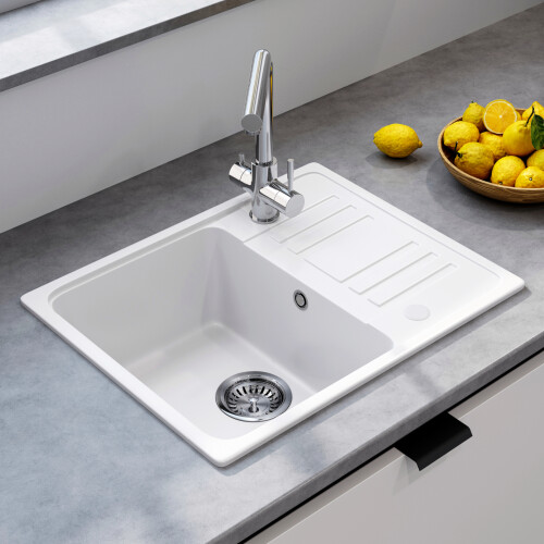 Granite Composite Single Bowl Kitchen Sink with Overflow 57x45CM