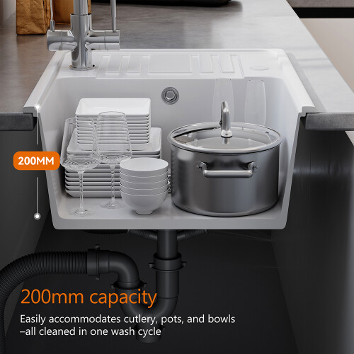 Granite Composite Single Bowl Kitchen Sink with Overflow 57x45CM 2