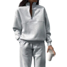 Completi da Donna In 2 Pezzi, Moda Autunnale, Pantaloni Larghi da Aeroporto, Set da Salotto, Tempo Libero, Viaggi e Vacanze, Tute Grigio Chiaro S