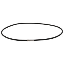 3Mm Schwarze Gummi Schnur Halskette mit Edelstahl Verschluss - 18 Zoll