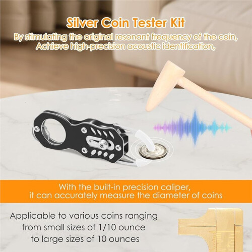 Silver Coin Tester Kit, Coin  Tester with Measuring Board, Caliper 16Pcs 1