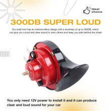 12V Super Loud Horns Snail Horn 300DB Waterproof Automotive Loudspeaker Universal Car Motorcycle Truck Boat