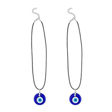 Eye Pendant Necklace Glass Leather Rope Chain Turkish Protect Lucky Necklace for Women Men