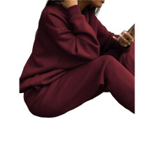 Completo Tuta da Donna Composto da 2 Pezzi In Pile, Felpa con Mezza Zip e Pantaloni da Jogging, Tuta Sportiva Vino Rosso XL