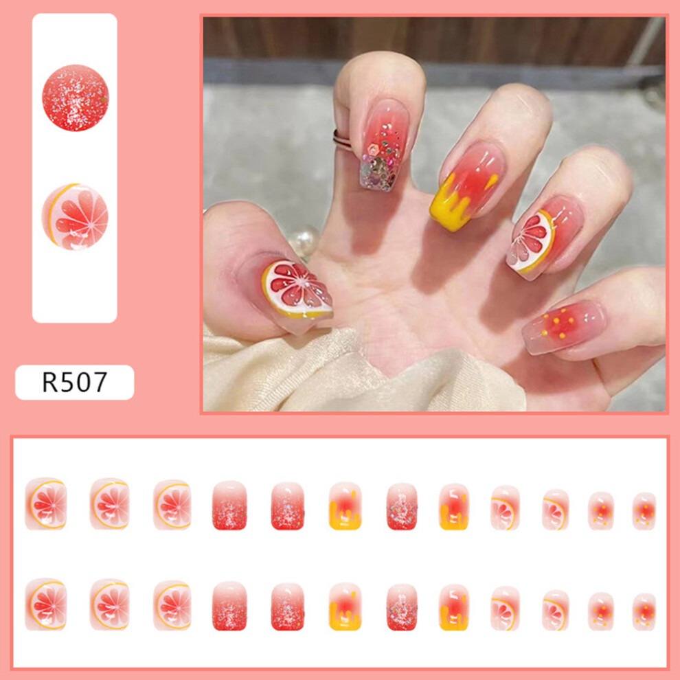 Reach-Tools (Jelly Glue Model) 24Pcs Glossy Blush Lemon Fake Nails