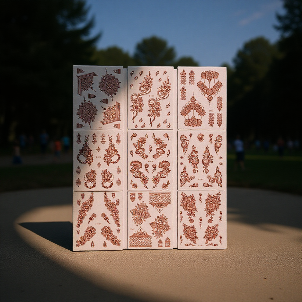 Zhouq-Outdoors (1431) Flower Temp Tattoos - Waterproof & Retro Party Stickers