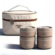 4-Tier Thermal Bento Box Set, Stainless Steel Thermal Food Container with Bag & Cutlery Set, Stackable Thermal Bento Box