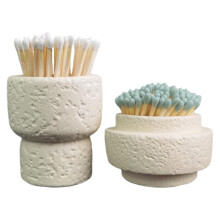 Betonnen Luciferhouder Set voor Kaarsen en Open Haarden, Inclusief Aansteekplaatjes, Exclusief Lucifers (Rond, Beige)