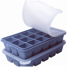 Silikon-Eiswürfelform mit Deckel für Den Gefrierschrank - Auslaufsicheres, Stapelbares Eiswürfelbehälter-Set für Cocktails mit Deckel, Blau