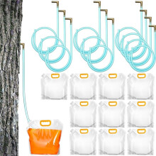 10Pcs Maple Syrup Tree Tapping Collection Kit,Food Grade Silicone Tube & 5L PE Collection Bag for Maple Tree Harvest