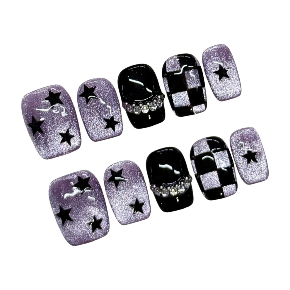 Reach-Tools (S) 10Pcs Black Star False Nails For Stage