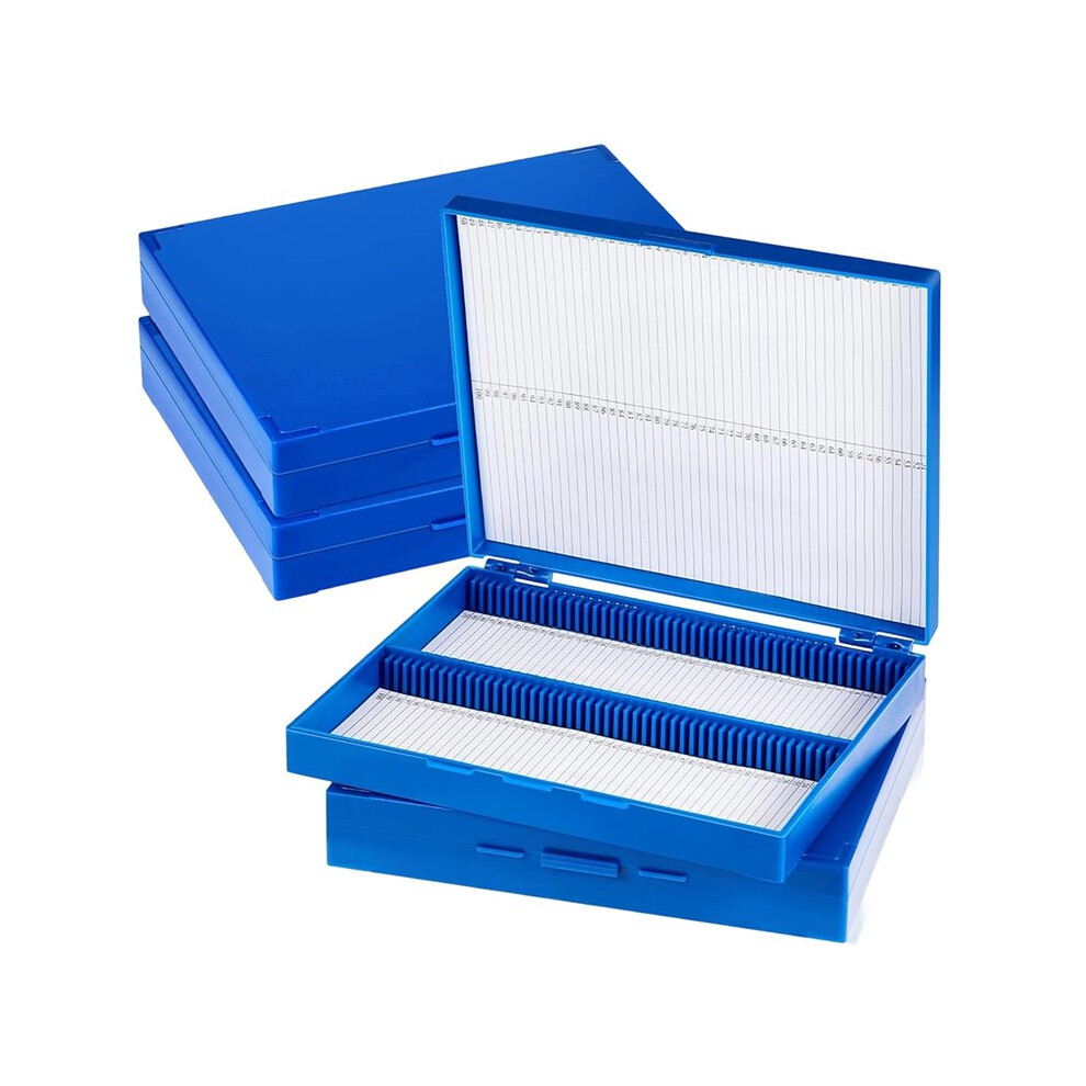 4 Pcs Microscope Slide Storage Box, Plastic Microscope Glass Slide Holder with Lock for Microslide 100place-image-OPC-PX2FMY2-NEW