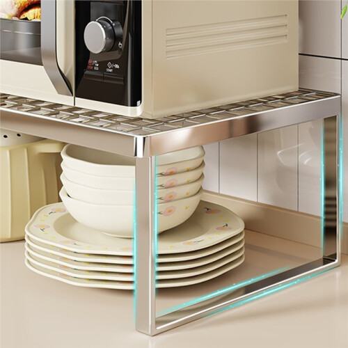 1pc Stainless Steel Microwave Shelf Organizer, Rust-Proof Countertop Storage Solution 2