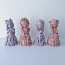 D-MäDchen-Kerzen-Silikonform, SüßE Kleine Prinzessin-Puppe, Gips, Harz, Seife, Kerzenherstellungsset, Hochzeitsdekoration, Handgefertigtes Geschenk