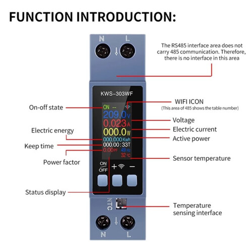 Tuya WIFI   Circuit Breaker 40A with Voltage Current Power Meter AC85-290V 2