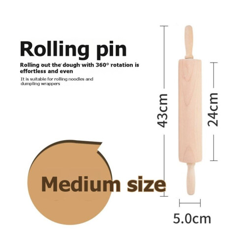 Rolo de Madeira Premium de 42 cm (16,5 Polegadas), Ideal para Assar Pizza, Massa, Biscoitos e Muito Mais. Design Ergonômico M 2