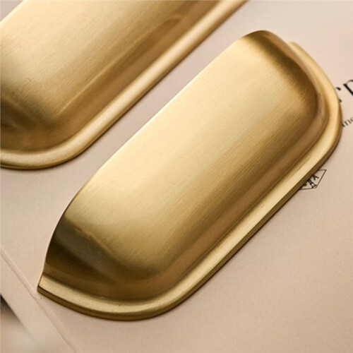 Gold Shell Shape Brass Handle for Kitchen and Bathroom Cabinets, 128mm 2