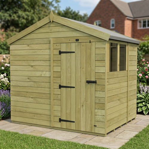7 x 8 Apex Shed Tanalised (Single Door, With Windows)
