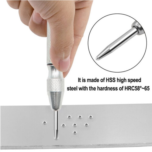 Silver Automatic Spring Loaded Center Punch for Wood Drilling, 130mm Length 1