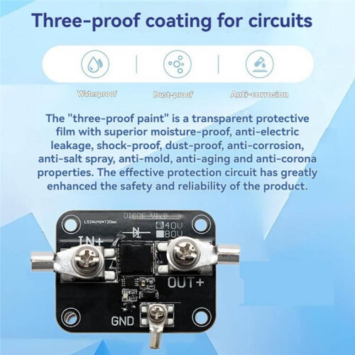 80V 50A Ideal Diode Controller Module 1.5 Milliohms Internal Resistance Solar Backflow Prevention Module 2