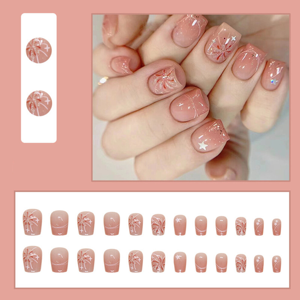 Creation-3C Glittering Short Ballerina Press-On Nails