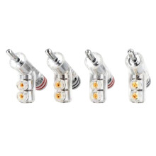 Conjunto de 4 Conectores Banana com Trava de Rosca Fechada e Revestimento de Ródio para Cabo de Alto-Falante, Receptor de Áudio/Vídeo DIY