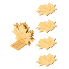 Bamboo Trivets for Hot Dishes,Pots & Pans-6 Large Heat Resistant Pot Holders Trivet Set with Maple Leaf Design,Non-Slip