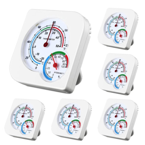 Conjunto de 6 Peças com Termômetro e Higrômetro para Ambientes Internos.