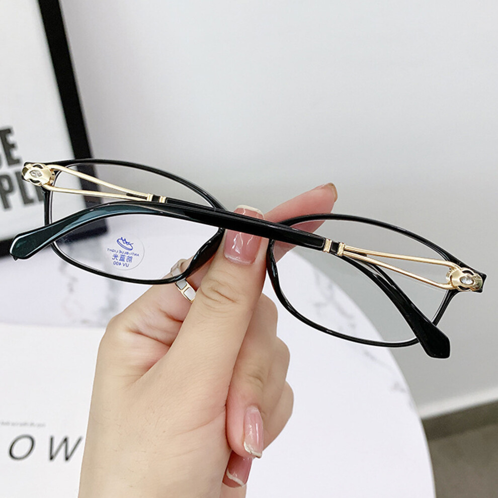 Creation-3C (Bright Black, No Degrees) Women\'S Anti-Blue Light Reading Glasses