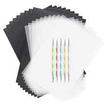 Juego de 150 Hojas de Papel Carbón y Papel de Calco con 5 Lápices de Relieve para Superficies Artísticas