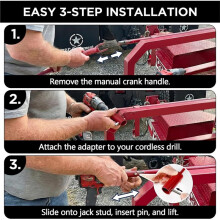 Trailer Jack Drill Adapter,Drill-Powered Turbo-Style Jack Adapter Tool for Cordless Drill, Fits 1 Inch Jack Handle Studs