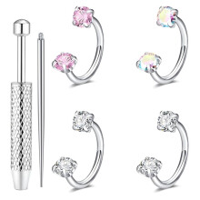 Double C-Bar Nose Ring, Versatile Ear Ring, Body Piercing Jewelry, Nose Ornament Steel Piercing Grabber Tool 3