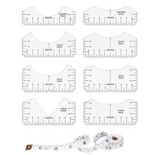 Tshirt-Ruler Guide to Center, V-Neck/Round Ruler for Alignment, Children Youth Adult, Front and Back Measurement