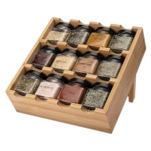 Organizador de Cocina de Madera con 12 Compartimentos, Especiero Multicapa, Estante Multifuncional para Condimentos y Tarros de Almacenamiento