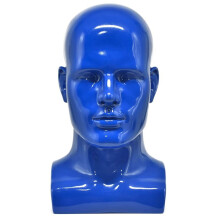 MäNnlicher Schaufensterpuppenkopf, Professioneller Puppenkopf zum Ausstellen Von PerüCken, HüTen, KopfhöRermasken (Blau)